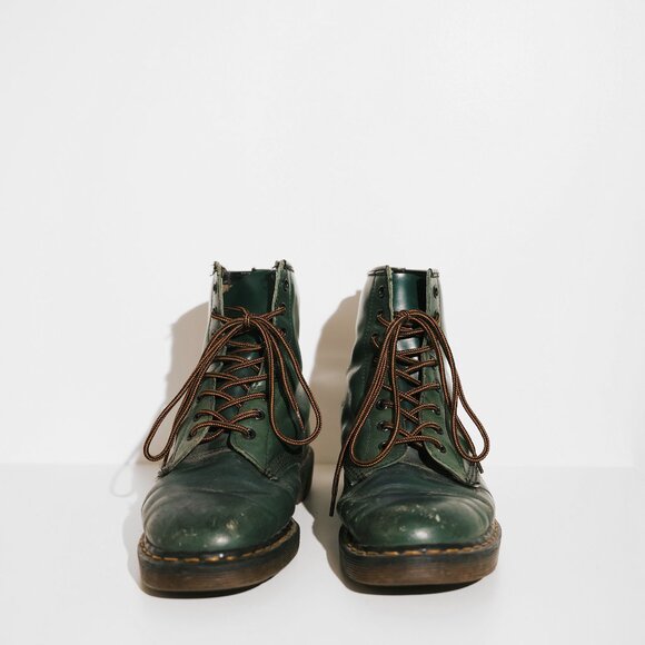 Vintage Dr. Martens Boots – Green Leather – Size 8 - Picture 2 of 4